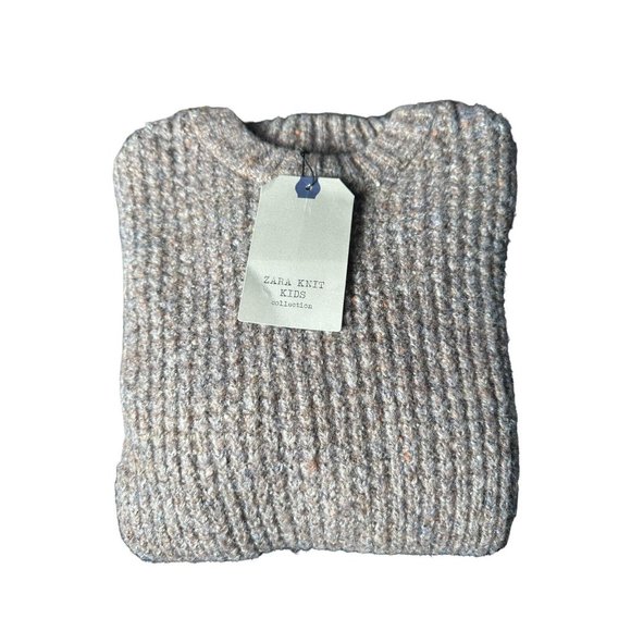 Zara Kids Size 9 134 Cm Chunky Knit Sweater In Brown Blend Cotton Blend #F2-3 - Picture 6 of 9